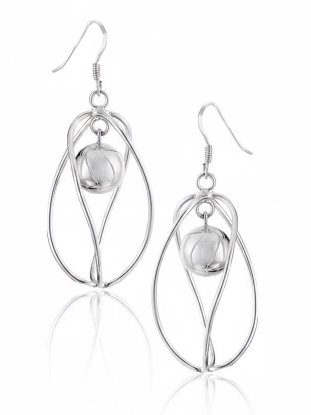 Womens Sterling Silver 925 Double Hoop Earring